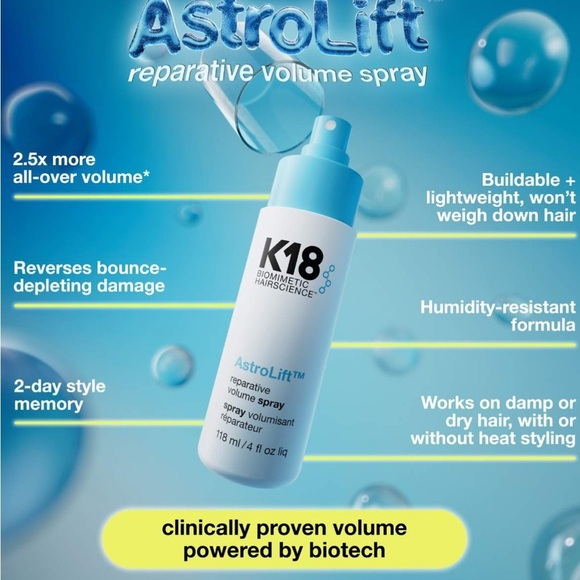 K18 Biomimetic Hairscience AstroLift™ Reparative Volume Spray 118ml/4dl.oz - Picture 6 of 10